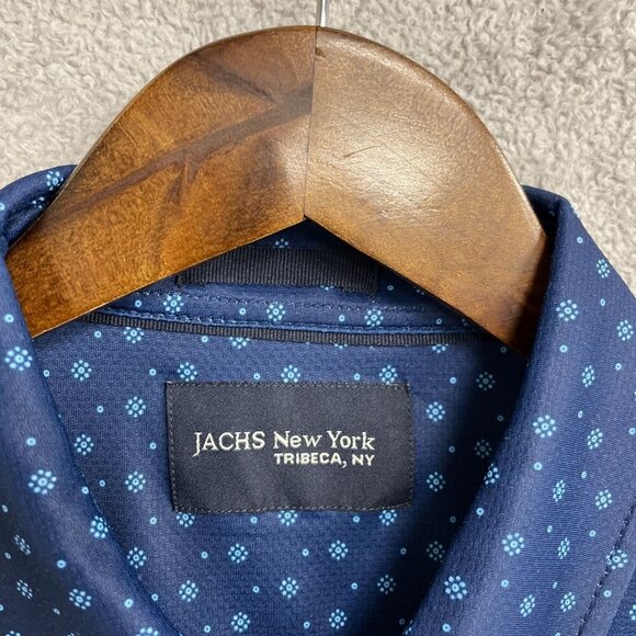NEW Jachs New York Men's M Short Sleeve Button-Up Shirt Navy Blue - Picture 6 of 10